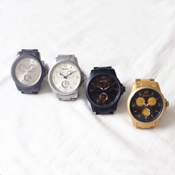 PICONO Original 經典真三眼多功能系列不鏽鋼錶帶手錶 / OR-9702 霧面金 第6張的照片