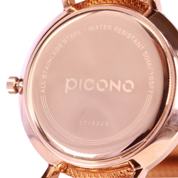 PICONO Siempre 簡約玫瑰金法國真皮錶帶對錶手錶 / SI-11001 藍色 女款 第4張的照片