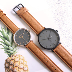 PICONO Siempre brown leather strap couple watch / SI-11002 6枚目の画像