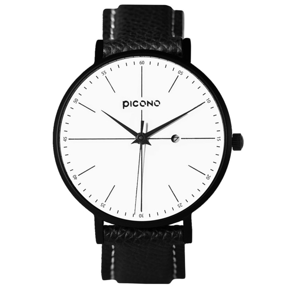 PICONO Siempre 簡約黑色法國真皮錶帶對錶手錶 / SI-11101 男生款 第2張的照片