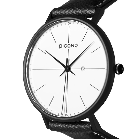 PICONO Siempre 簡約黑色法國真皮錶帶對錶手錶 / SI-11101 男生款 第3張的照片