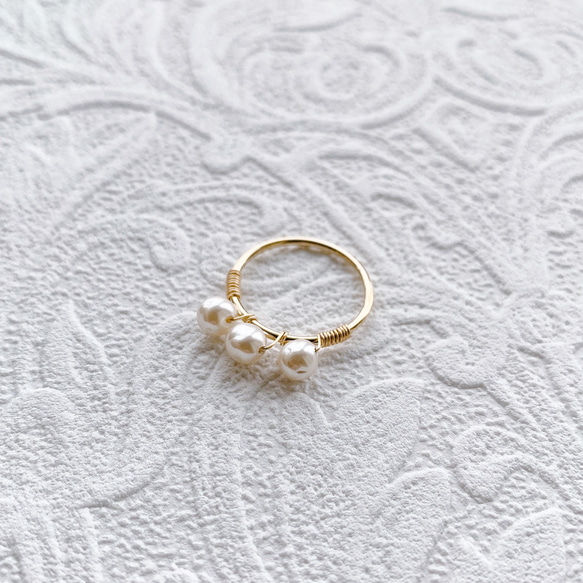 vintage M.H triple pearl ring (white) (#4/#7) 3枚目の画像