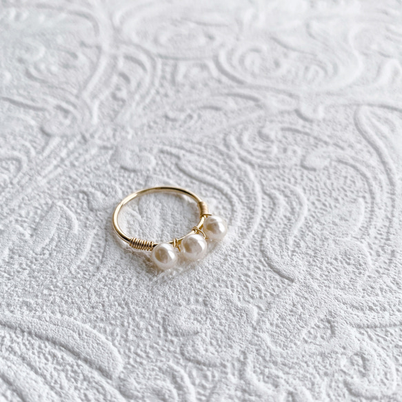 vintage M.H triple pearl ring (white) (#4/#7) 4枚目の画像