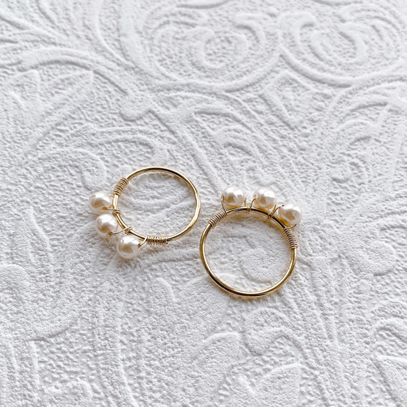 vintage M.H triple pearl ring (white) (#4/#7) 7枚目の画像