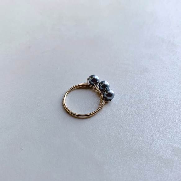 vintage M.H triple pearl ring (gray) (#4/#7) 2枚目の画像