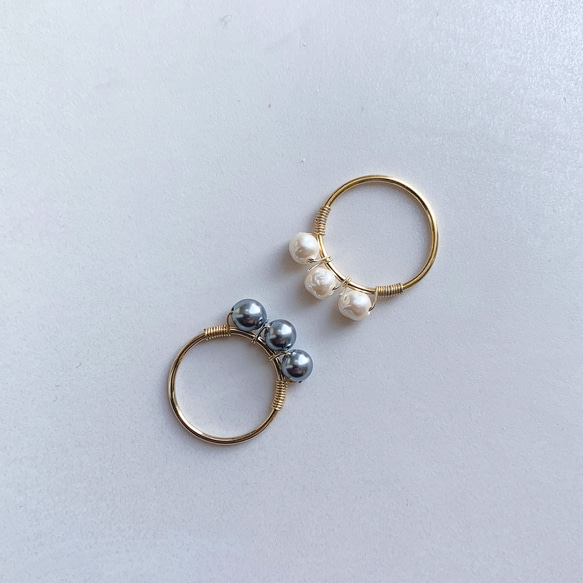 vintage M.H triple pearl ring (gray) (#4/#7) 5枚目の画像