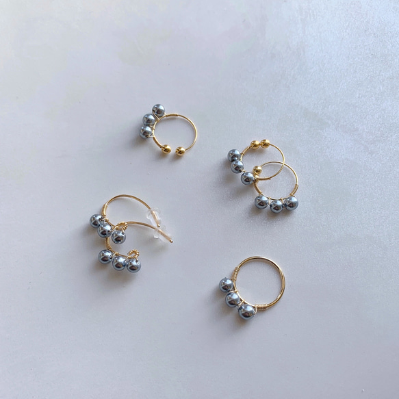 vintage M.H triple pearl ring (gray) (#4/#7) 7枚目の画像