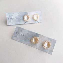 vintage German circle pearl button pierced earrings (14kgf) 7枚目の画像