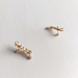 【送料無料】braid pearl pin ribbon earrings 2枚目の画像