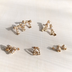 【送料無料】braid pearl pin ribbon earrings 5枚目の画像