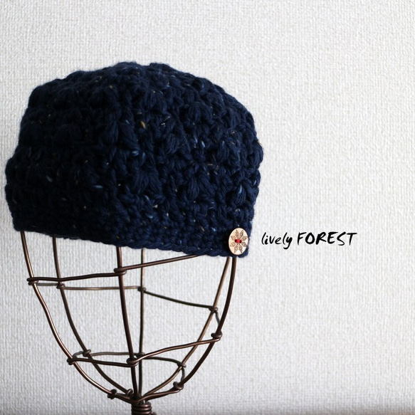 Labyrinths トカゲデザイン ビーニー ニット帽 狩人の帽子 BLUE ニット