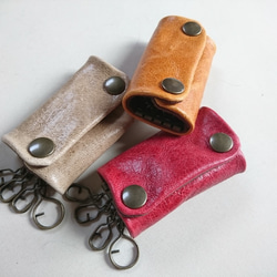 皮革鑰匙包 [母親節] 可選顏色蓋子皮革 Nibrick 皮革男士女士禮物新生活禮物 第5張的照片