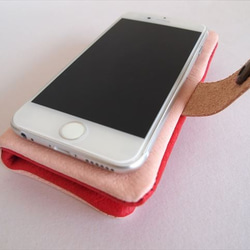 【オーダーメイド 定番レッド】豚革やわらかスマホケース【多機種対応】レザーカバー【iphone6,xperia】赤色 5枚目の画像