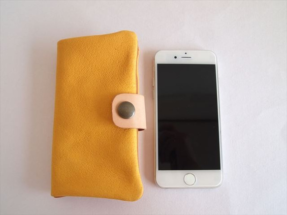 [定做經典黃色]豬皮革柔軟手機殼 [多模式對應]革蓋[iphone6，XPERIA]黃色 第2張的照片