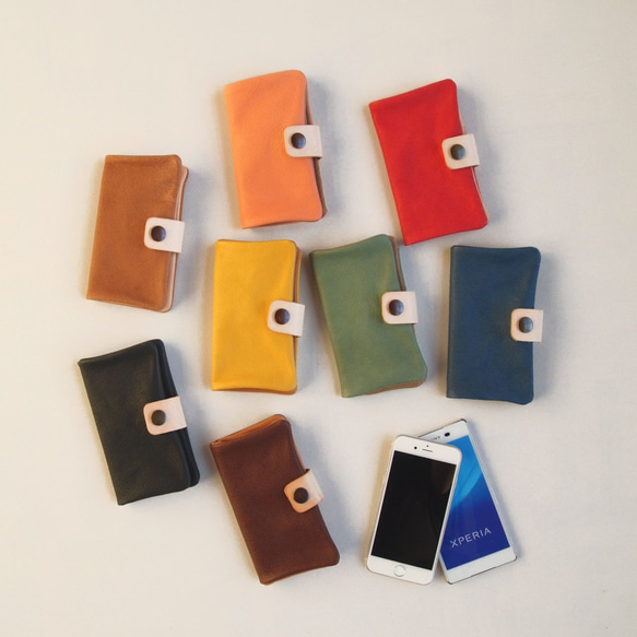 兼容多種型號的智能手機保護套[豬皮*共8種顏色]簡單但獨特而柔軟的智能手機保護套筆記本型禮物新生活支持 第1張的照片