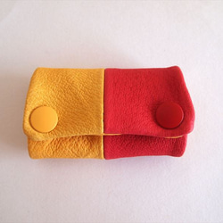 [定制]皮革鑰匙包[黃色x紅色]雙色雙色皮革鑰匙圈皮革禮物新生活禮物 第5張的照片