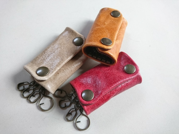 【8種顏色可供選擇】皮革鑰匙包蓋子皮革Nibrick皮革/皮革男士女士禮物可選顏色 第6張的照片