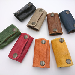 【8種顏色可供選擇】皮革鑰匙包蓋子皮革Nibrick皮革/皮革男士女士禮物可選顏色 第7張的照片