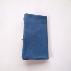 ぶた革＊ｽﾏﾎｹｰｽ【青】多機種対応＊シンプルだけど個性的やわらかなスマホカバー手帳型（iphone8,xperia) 3枚目の画像