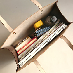 床革【トートバッグ / ワイド】ハードタイプ【選べる６色】A4収納可　大きめサイズ　お仕事バッグ　新生活　レザー　ギフト 7枚目の画像