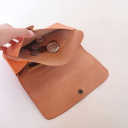特價牛皮革[簡單的長錢包/天然]男士喜歡的追踪錢包小巧的皮革錢包皮革禮物 第9張的照片