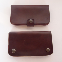 特價牛皮革[簡單的長錢包/棕色]男士般的追踪錢包小巧的皮革錢包皮革禮物 第2張的照片