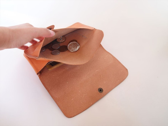 特價牛皮革[簡單的長錢包/棕色]男士般的追踪錢包小巧的皮革錢包皮革禮物 第8張的照片