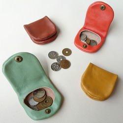 Cow kip 皮革 * 硬幣盒 [8 色] * 緊湊型零錢包 * 皮革硬幣盒 [免運費]] 第4張的照片