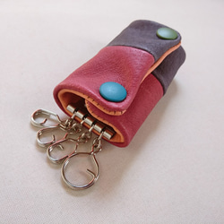 免費送貨[一件]多色皮革鑰匙包軟豬皮革1901002 /皮革男士女士禮物 第2張的照片