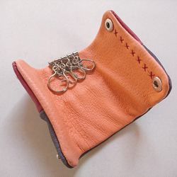 免費送貨[一件]多色皮革鑰匙包軟豬皮革1901002 /皮革男士女士禮物 第3張的照片