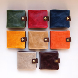【選べる８色】二つ折り ぶた革財布【受注生産】ギフト メンズ レディース ウォレット レザー 革  オーダーメイド 1枚目の画像