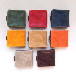 [8種顏色選擇]折疊蓋皮革錢包[按訂單生產]禮物男士女士錢包皮革皮革定制 第3張的照片