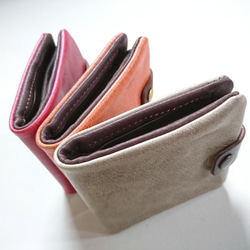 [8種顏色選擇]折疊蓋皮革錢包[按訂單生產]禮物男士女士錢包皮革皮革定制 第5張的照片