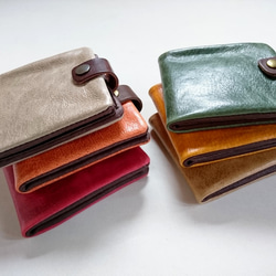 [8種顏色選擇]折疊蓋皮革錢包[按訂單生產]禮物男士女士錢包皮革皮革定制 第6張的照片