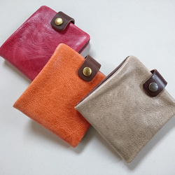 [8種顏色選擇]折疊蓋皮革錢包[按訂單生產]禮物男士女士錢包皮革皮革定制 第10張的照片