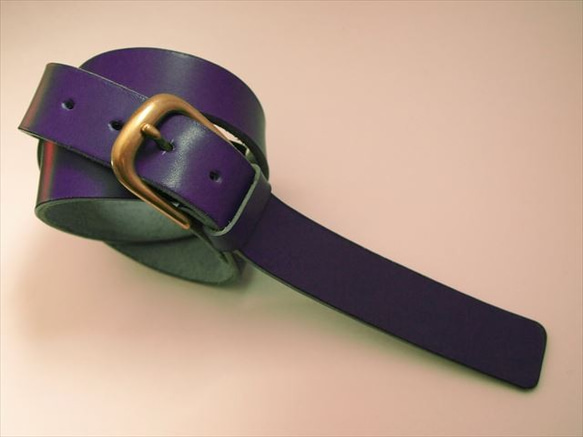 30mmシンプル本革ベルト【男女兼用】パープルレザー 1510002　紫 2枚目の画像