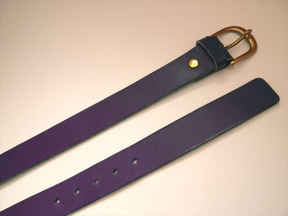 30mmシンプル本革ベルト【男女兼用】パープルレザー 1510002　紫 3枚目の画像