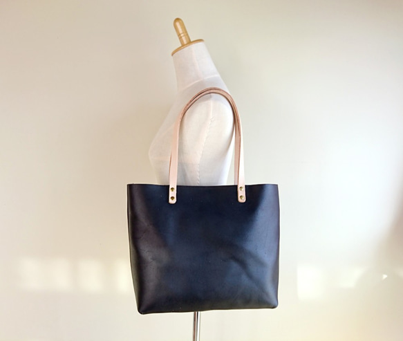 床革トートバッグ【L】黒 A4サイズ収納可 レザートートバッグ