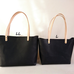 床革トートバッグ【L】黒　A4サイズ収納可　レザートートバッグ　たっぷり収納　革　レディース 2枚目の画像