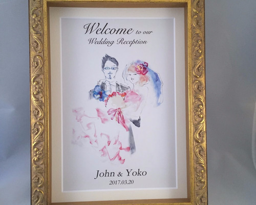 A4・A3】似顔絵オーダーメイド（水彩画イラスト）のウェルカムボード
