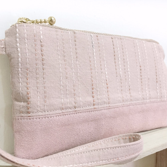 ピンクの染めの桜 - スエードキャリーバッグ化粧品袋の電話クラッチ 3枚目の画像