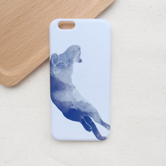 水彩猫青/紫 -  iphoneの携帯電話のシェルハードシェル 2枚目の画像