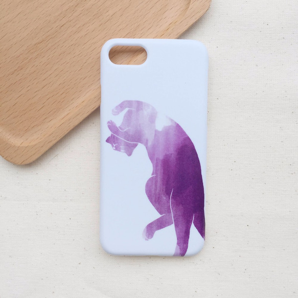 水彩猫青/紫 -  iphoneの携帯電話のシェルハードシェル 3枚目の画像