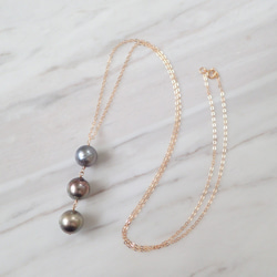 K14GF triple tahitian pearl necklace 2枚目の画像