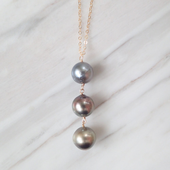 K14GF triple tahitian pearl necklace 3枚目の画像