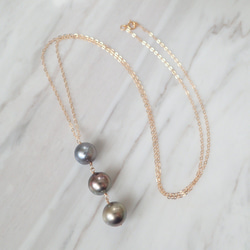 K14GF triple tahitian pearl necklace 4枚目の画像