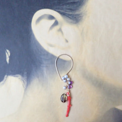 K14GF multi stone & coral pierce 3枚目の画像