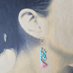 K14GF sleeping beauty turquoise & rhodochrosite pierce 4枚目の画像