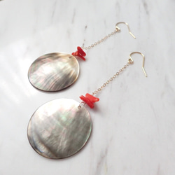 K14GF shell and coral pierce 2枚目の画像