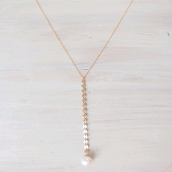 K14GF gold chain white pearl necklace 第2張的照片